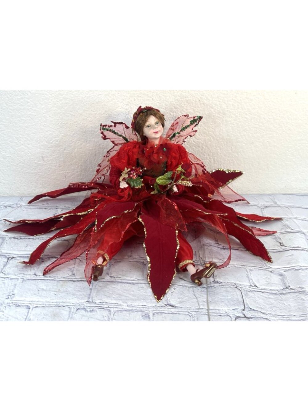 2011 Woodland Forest Fairy Pixie Elf Red Ornament Decoration Christmas Doll 15" - Picture 8 of 8